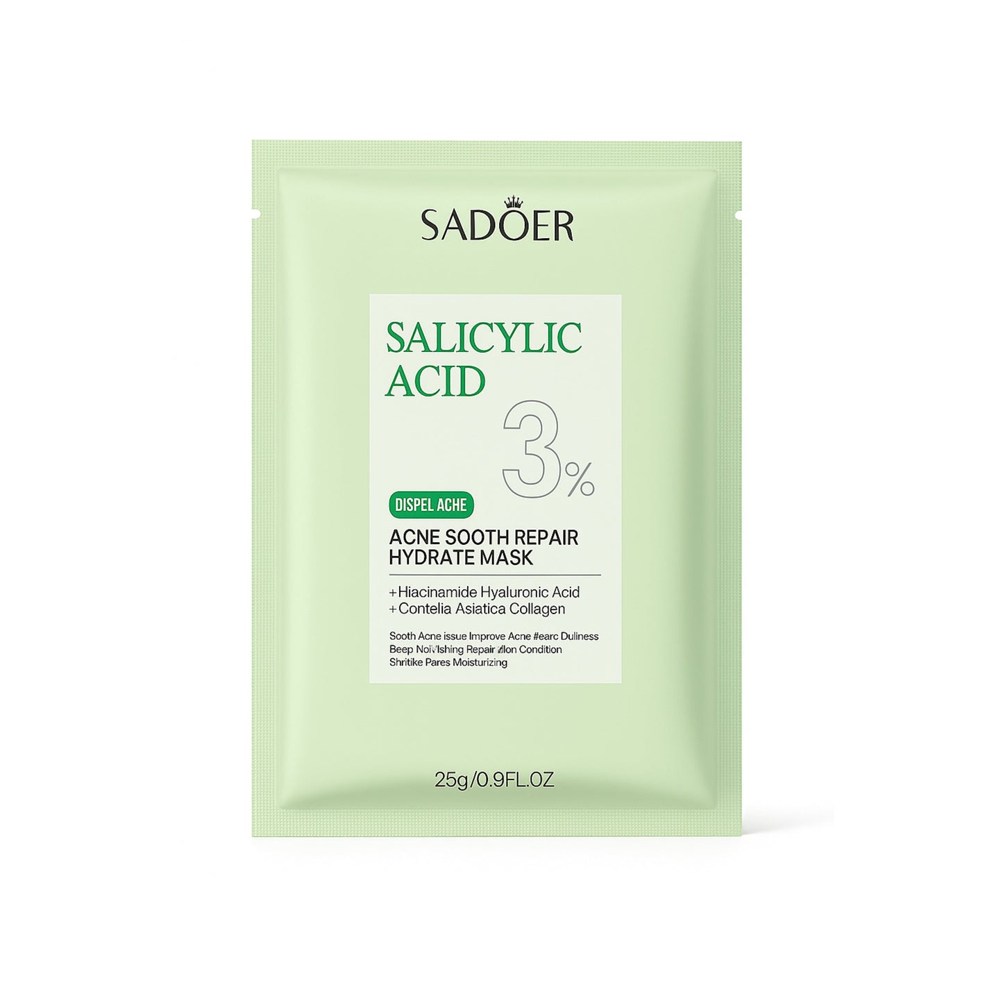 Mască facială SADOER cu acid salicilic – curățare, calmare, regenerare și hidratare. SD12630