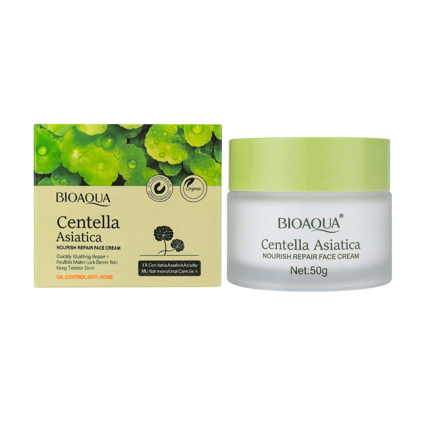 Cremă facială hrănitoare și reparatoare cu Centella Asiatica – BIOAQUA Nourish Repair Face Cream (50 g) BQY12050