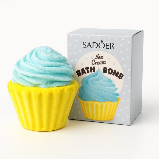 Bomba de baie SADOER Bath Bomb în formă de MUFFIN – albastră 🧁