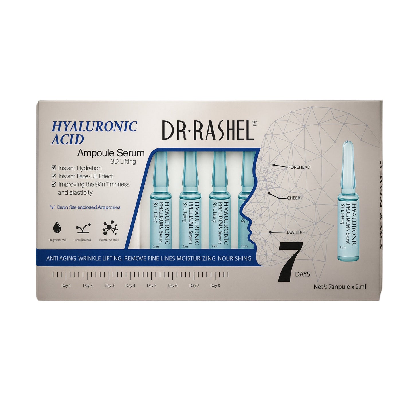 Dr. Rashel Ser facial cu acid hialuronic în fiole (2 ml x 7 buc) DRL-1459