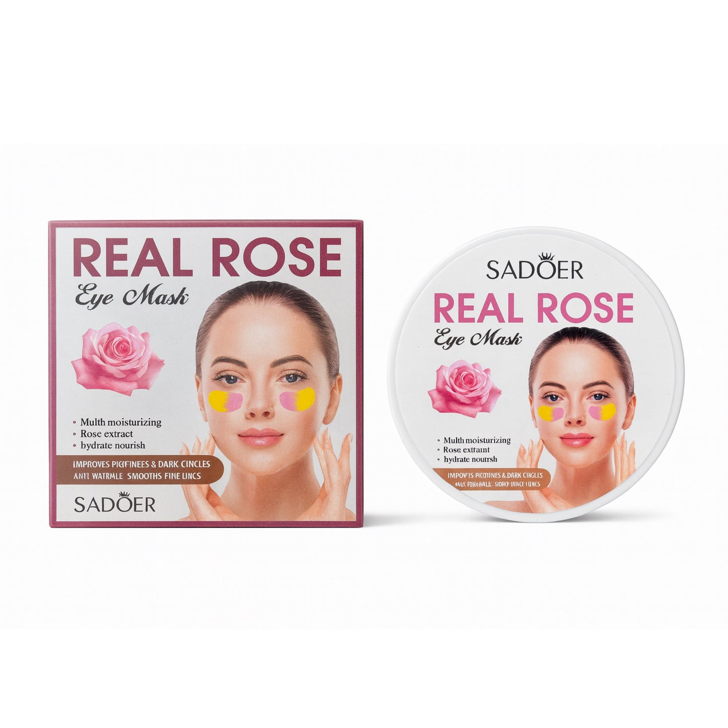 Mască pentru ochi cu trandafir – Sadoer Real Rose Eye Mask 60 bucăți / 80 gSD95268